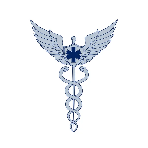 Caduceus With Pilot Wings EMT Star Icon — Stock Vector