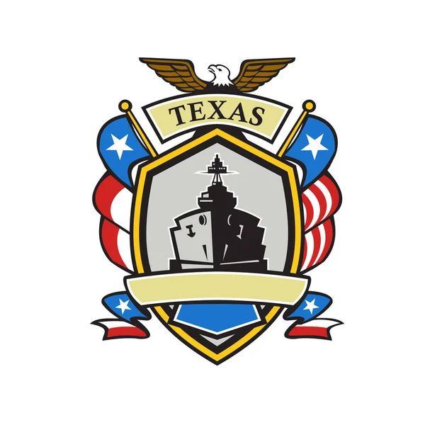 Texas Battleship emblema Retro — Vetor de Stock