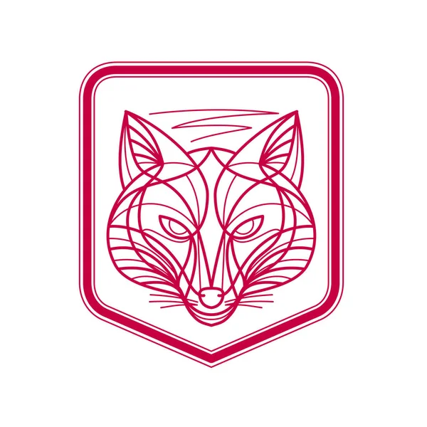 Fox Head Crest Monoline — Stock Vector