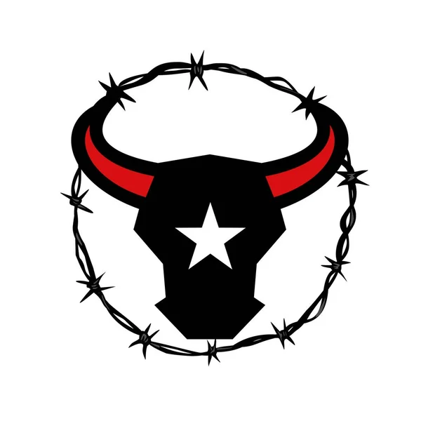 Texas longhorn stacheldraht ikone — Stockvektor