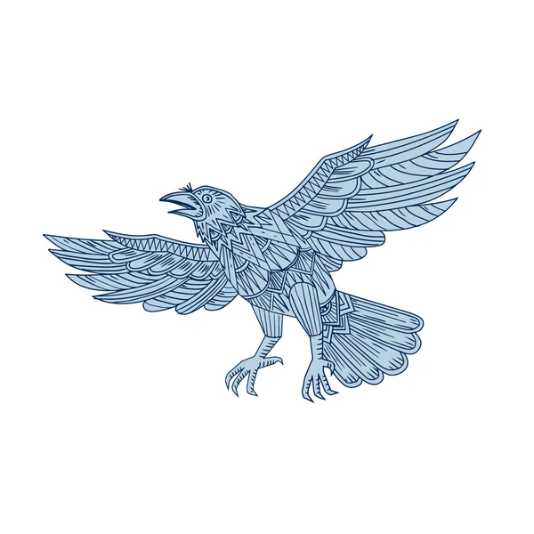 Crow Flying Mandala — Stockvector