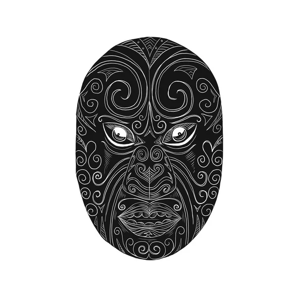 Maori Máscara Scratchboard —  Vetores de Stock