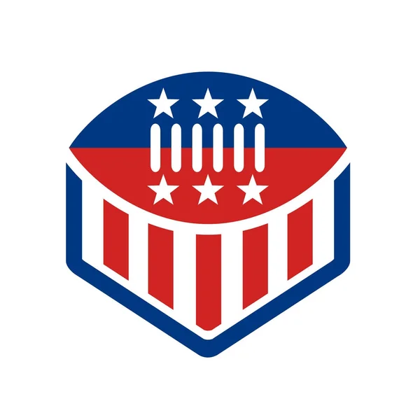 Futebol Americano EUA Bandeira Crest Ícone — Vetor de Stock