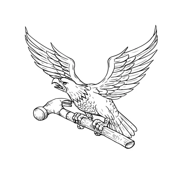 Aquila aggrappatura Hammer Disegno — Vettoriale Stock