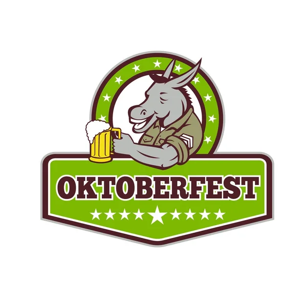 Bebedor de cerveza burro Oktoberfest Retro — Vector de stock