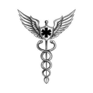 Caduceus Pilot Emt yıldız dövme kanatlar