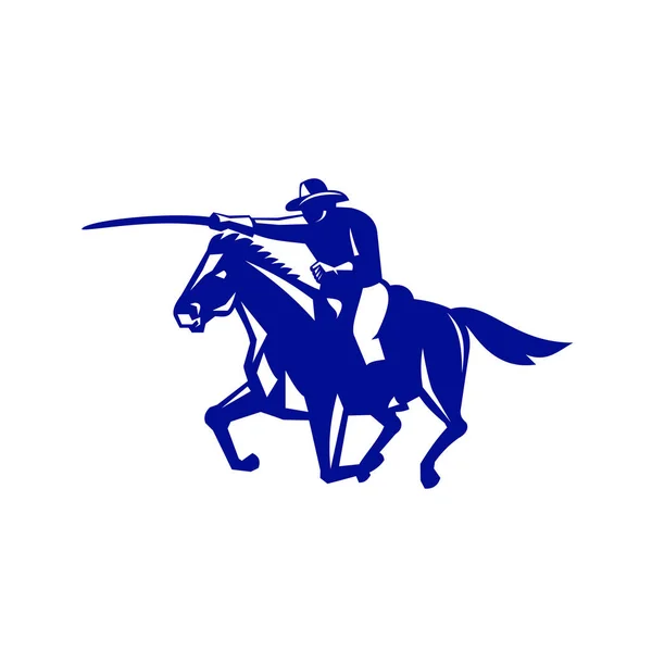 アメリカ騎兵隊充電レトロ — ストックベクタ