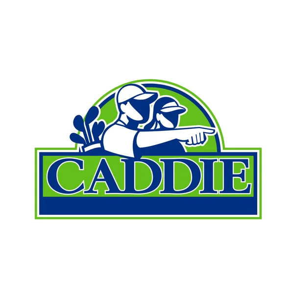 Golfista professionista e Caddie Retro — Vettoriale Stock