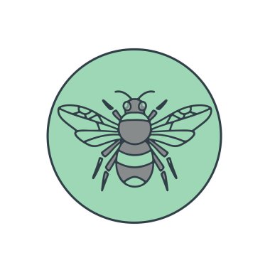 Bumble Bee Circle Mono Line 