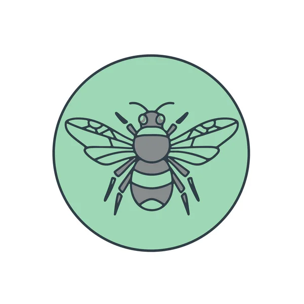 Bumble Bee Circle Mono Line — Stock Vector
