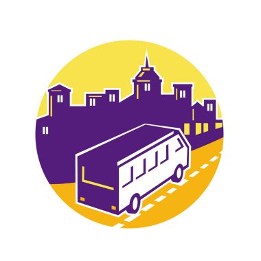 Turist Van şehir Cityscape daire Retro