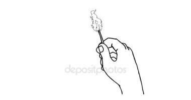 2D animasyon hareket grafik gösteren Alfa mat 4 k ile beyaz ekran, yeşil ekranda aydınlatıyor ultra yüksek çözünürlüklü çarpıcı bir el çarpıcı maç kibrit çöpü.