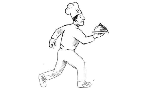 Animation Motion Graphics Showing Cartoon Chef Cook Running Delivering Food — Stock Video