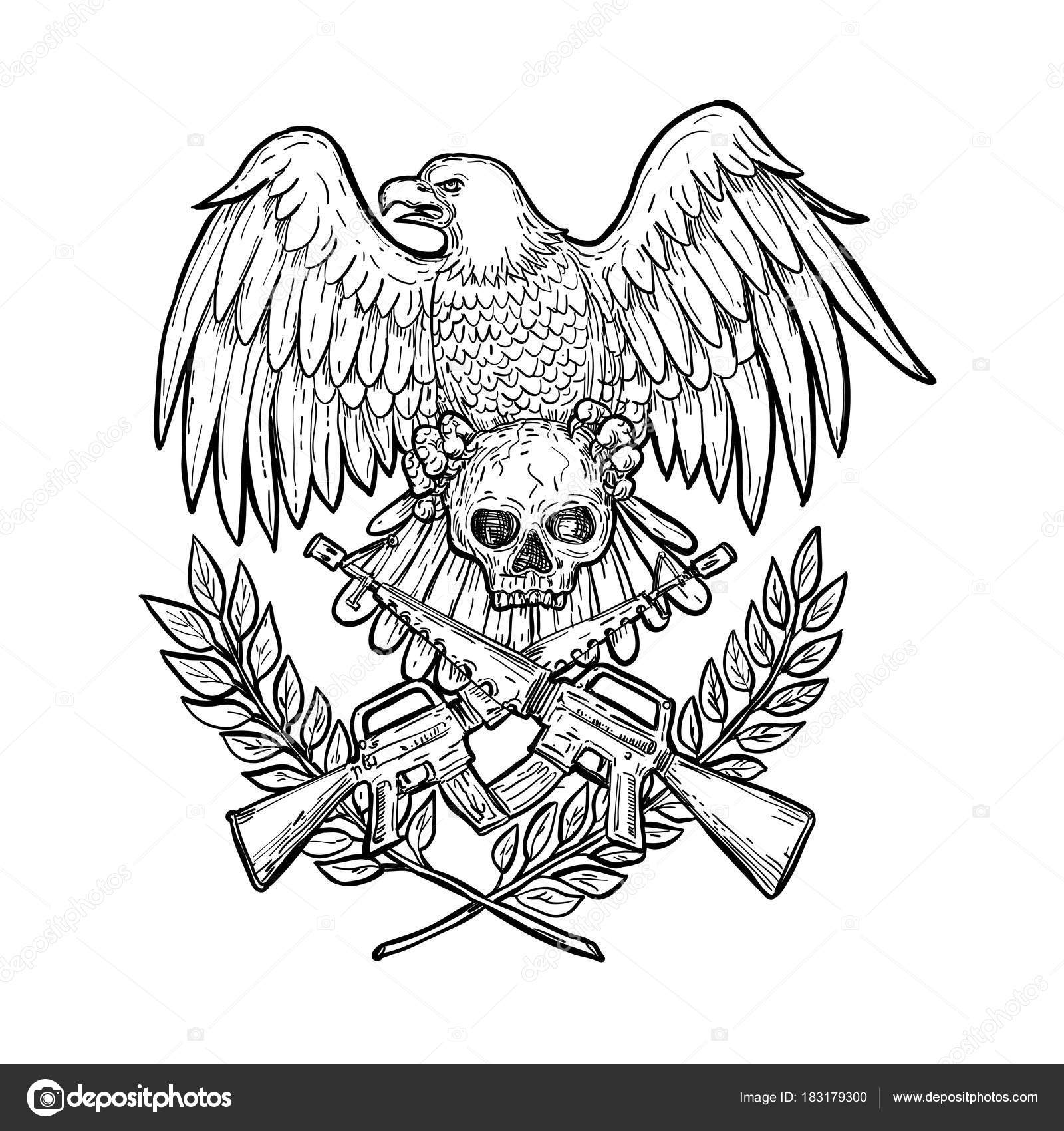 Download Águila Calavera Asalto Rifle Dibujo Imagen Vectorial de © patrimonio #183179300 | Depositphotos