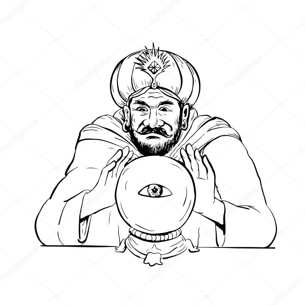 Fortune Teller Crystal Ball Drawing
