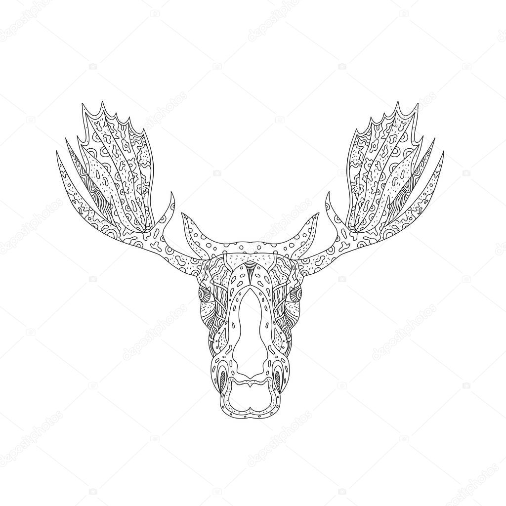 Bull Moose Head Doodle