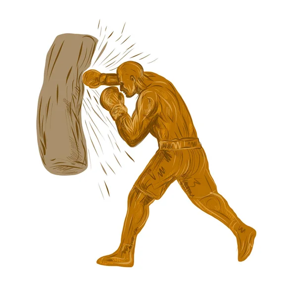 Boxer-punching-bag-DWG — Stock Vector