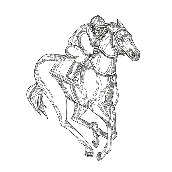 Carreras de caballos Jockey Doodle Art — Vector de stock