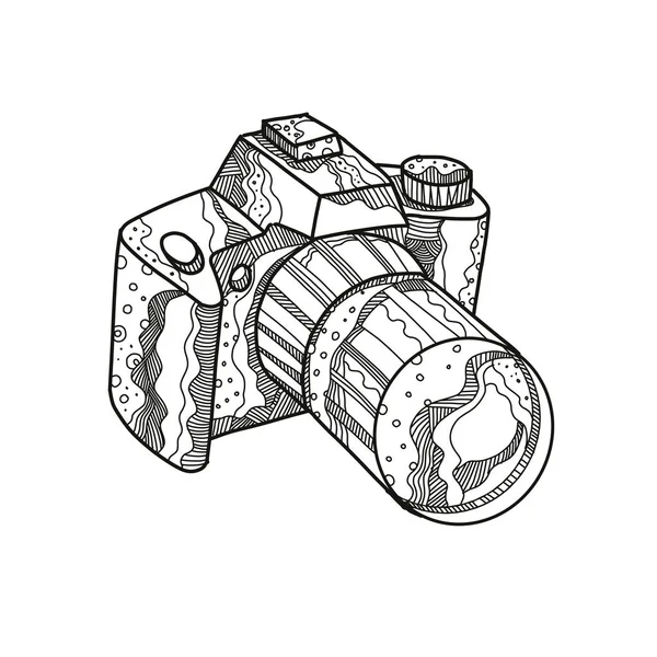 Câmera DSLR Doodle arte — Vetor de Stock