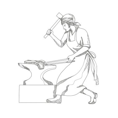Doodle sanat eseri, kadın demirci