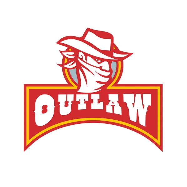 Bandit mit Outlaw-Text retro — Stockvektor