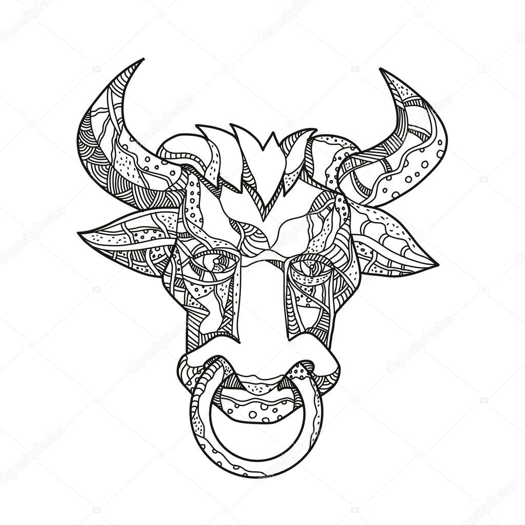 Pinzgauer Bull Head Front Doodle Art