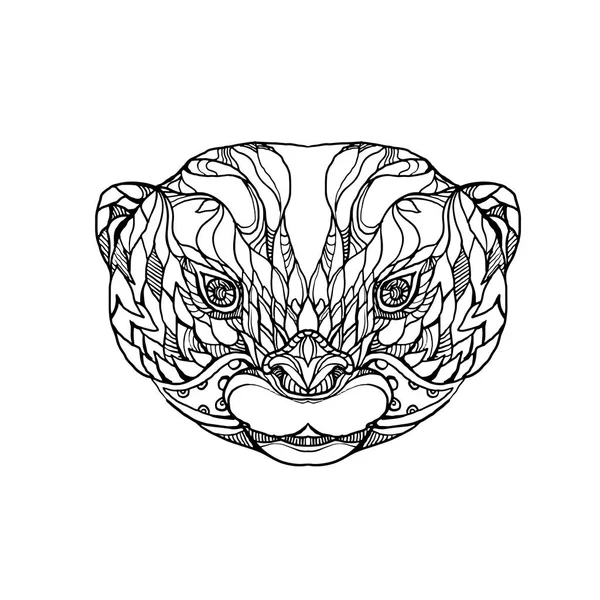 Oriental Otter Doodle Art à petites griffes — Image vectorielle