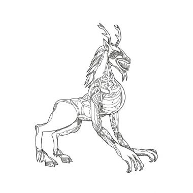 Wendigo Crouching Doodle sanat