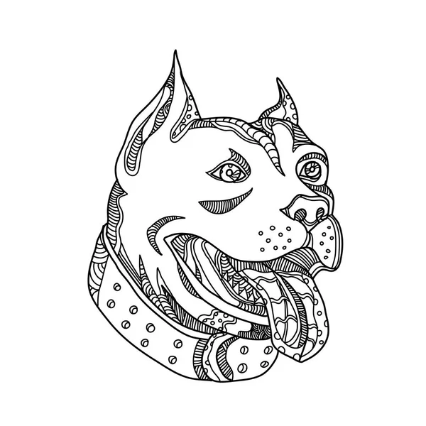 Cabeza de Pit Bull Doodle Art — Vector de stock