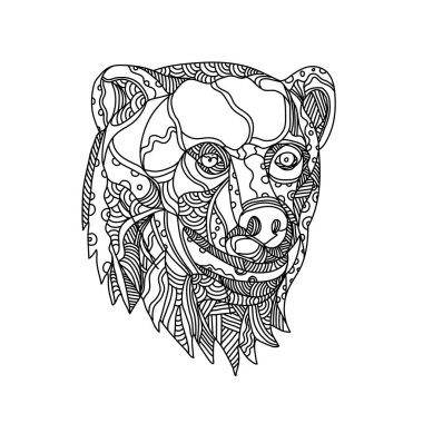 Brown Bear Head Doodle clipart