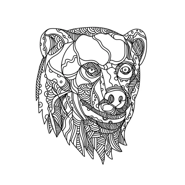 Cabeza de oso marrón Doodle — Vector de stock