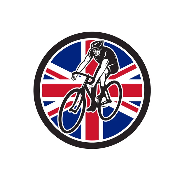 British Cyclist Cycling Union Jack Flag Icon — Stock Vector