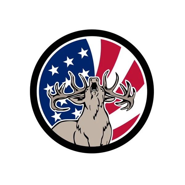 北アメリカの鹿の米国旗のアイコン — ストックベクタ