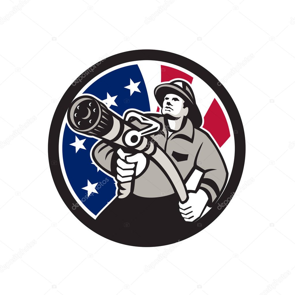 American Fireman USA Flag Icon