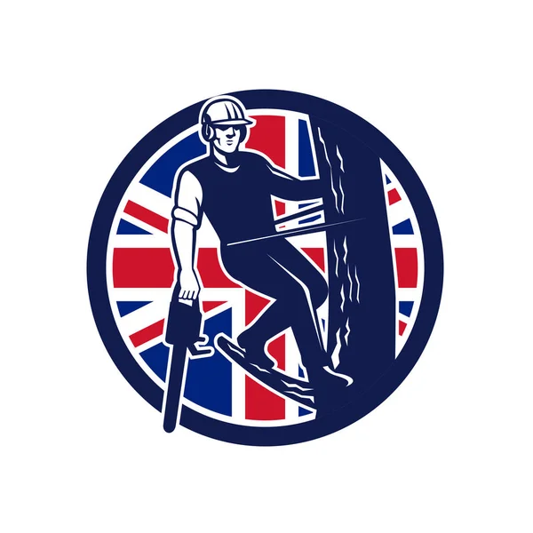 British Arborist Union Jack Flag Icon — Stock Vector
