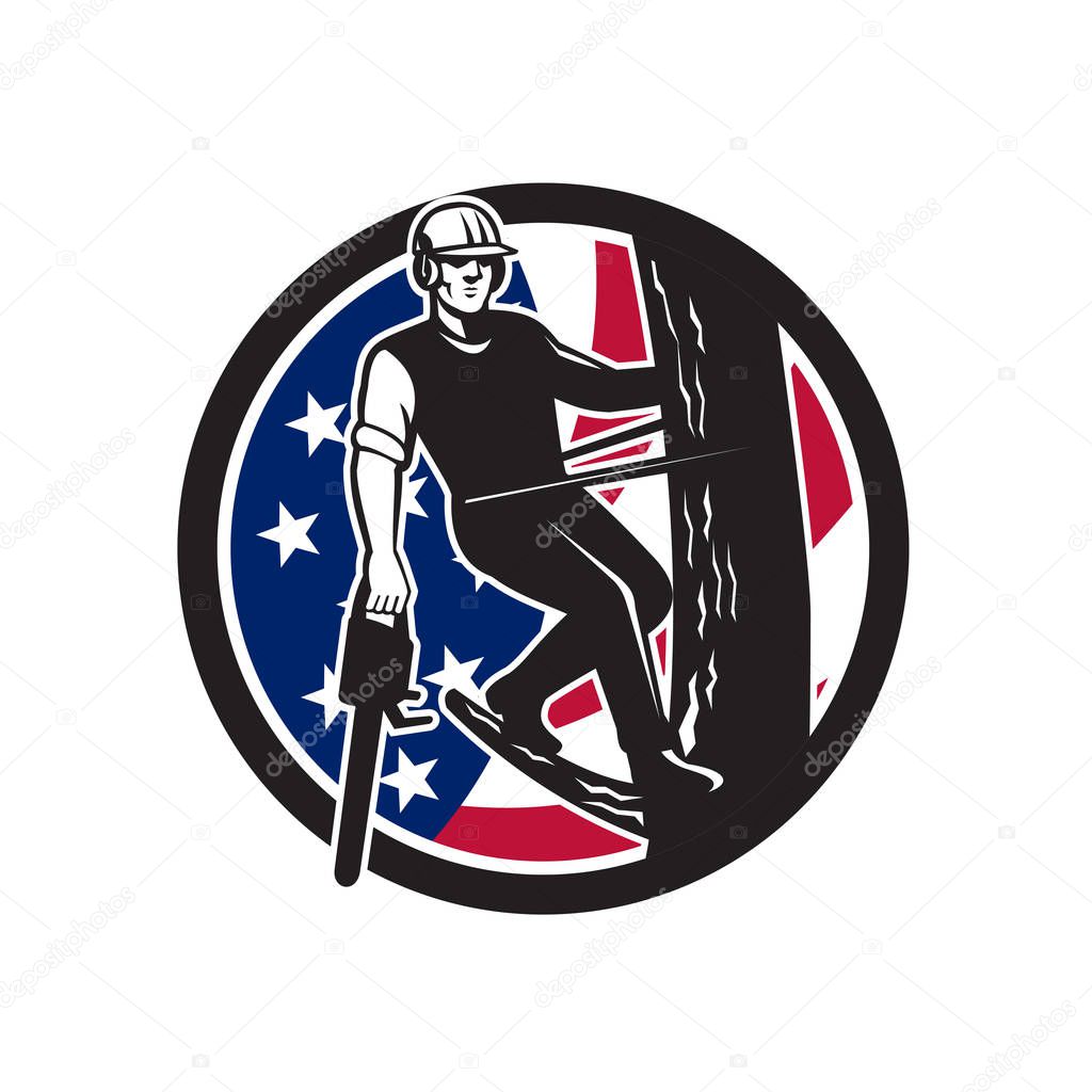 American Tree Surgeon USA Flag Icon