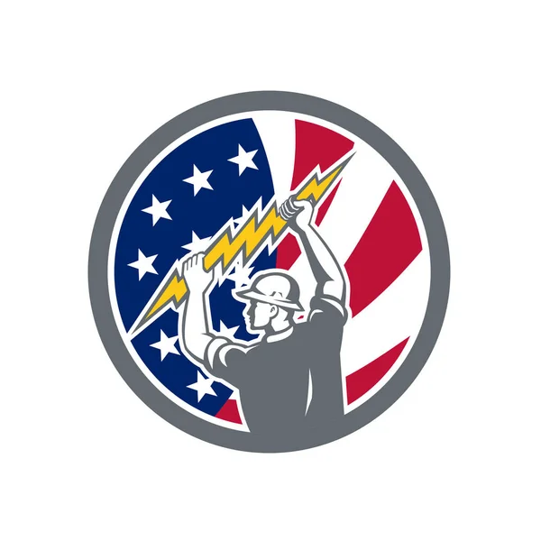 Εικονίδιο σημαίας ΗΠΑ Αμερικανός ηλεκτρολόγος — Διανυσματικό Αρχείο