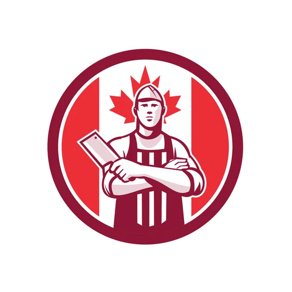 Canadian Butcher Front Canada Flag Icon — Stock Vector