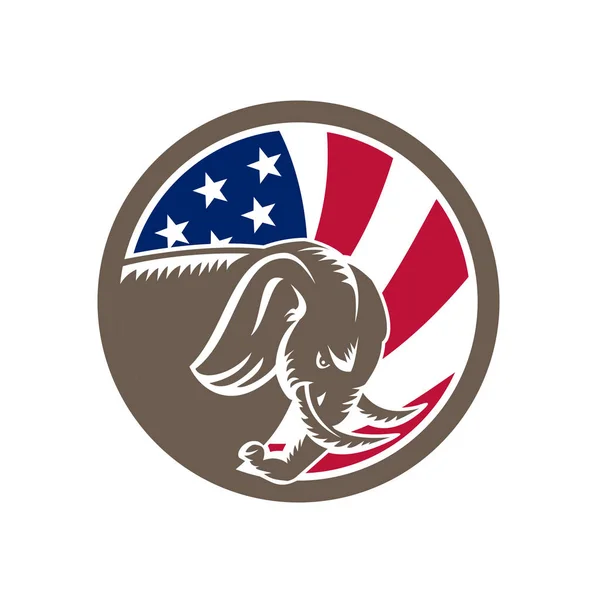 Ρεπουμπλικανικό ελέφαντα μασκότ ΗΠΑ σημαία — Διανυσματικό Αρχείο