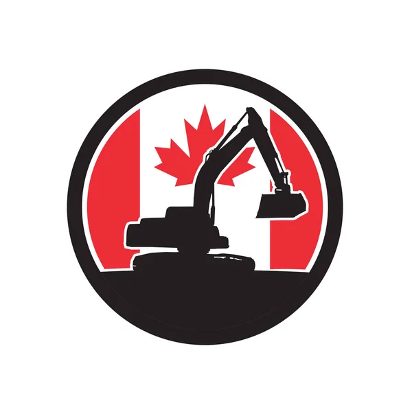 Εικονίδιο με τη σημαία του Καναδά καναδική εκσκαφέας — Διανυσματικό Αρχείο