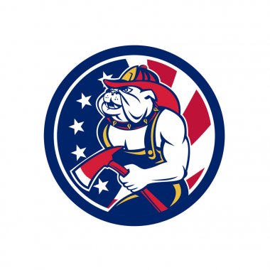 Bulldog itfaiyeci Amerikan bayrağı simgesi