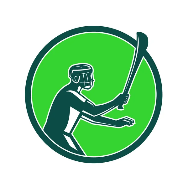 Hurling speler pictogram Retro — Stockvector