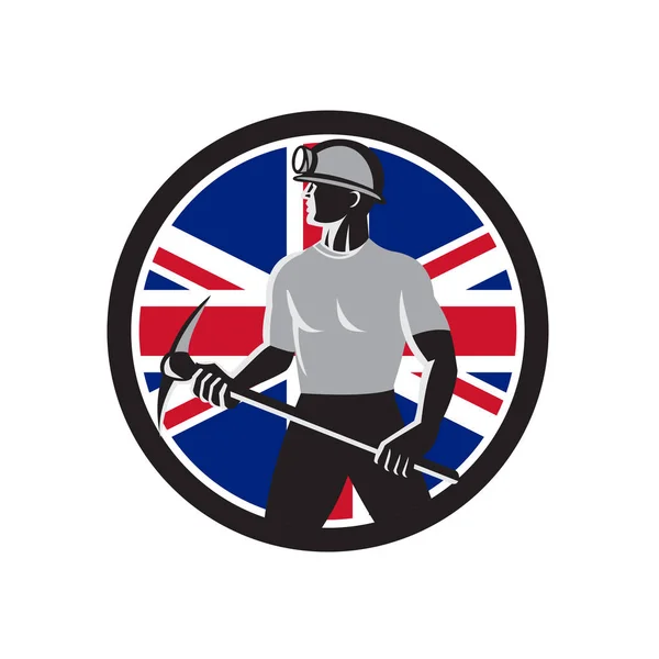 British Coal Miner Union Jack Bandeira Ícone —  Vetores de Stock