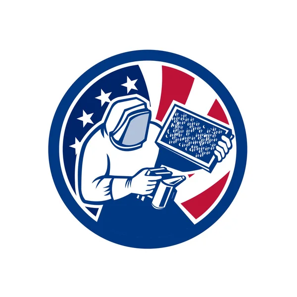American Beekeeper USA Flag Icon — Stock Vector