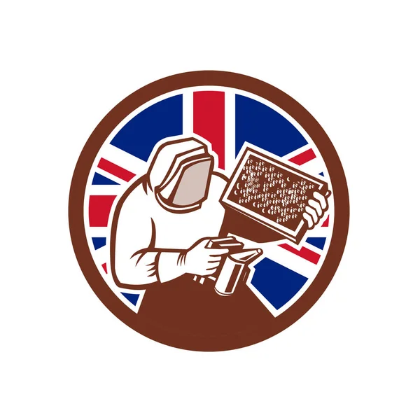 British Beekeeper Union Jack Flag Icon — Stock Vector