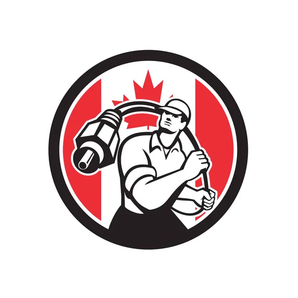 Canadian Cable Installer Canada Flag Icon — Stock Vector