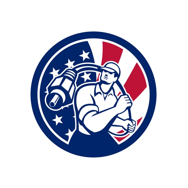Instalador de cable americano USA Flag Icon — Archivo Imágenes Vectoriales