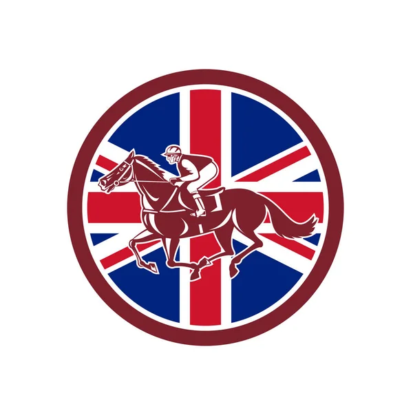 British Jockey Horse Racing Union Jack Flag — Stock Vector