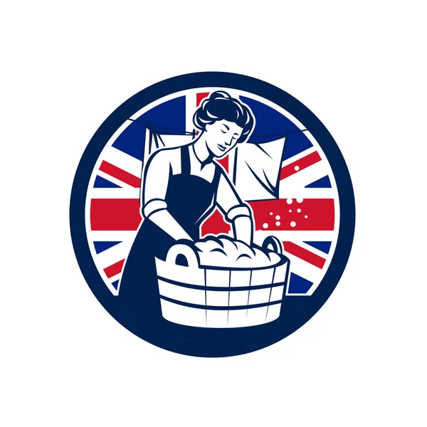 British Laundry Union Jack Flag Icon — Stock Vector