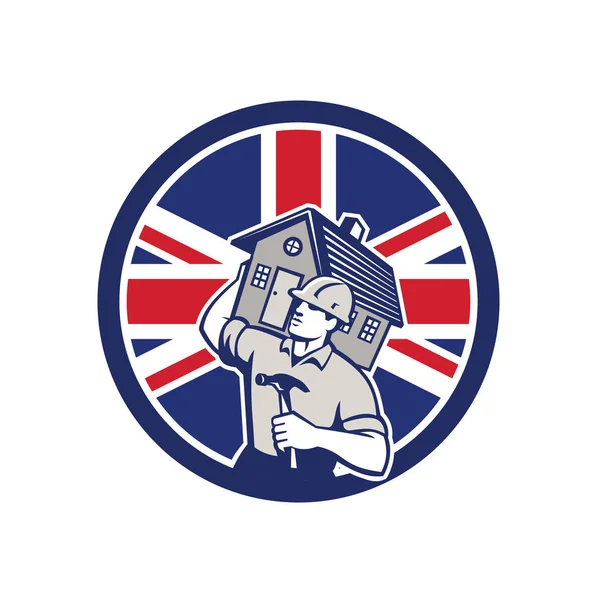 British Building Contractor UK Flag Icon — Stock Vector